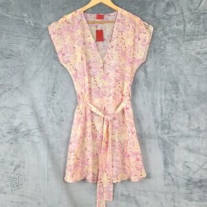NK Imode Womens Robe Large Sheer Romantic Floral Kimono Belted‎ Coquette NWT